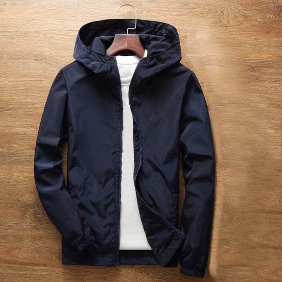 Kids Hooded Jacket Solid Color Jacket Long Sleeve Waterproof Windproof Cardigan for Outdoor Sports Casual Outerwear for Boys Girls with Pockets