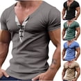 thumbnail image 6 of Lovskoo 2024 Short Sleeve Shirts for Men V Neck Spring Summer Thin Sports Fitness T-Shirt Blue 3XL, 6 of 6