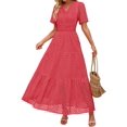 thumbnail image 1 of Vestido largo ZESICA 2025 de verano con manga corta y cuello en V para mujer, 1 of 5
