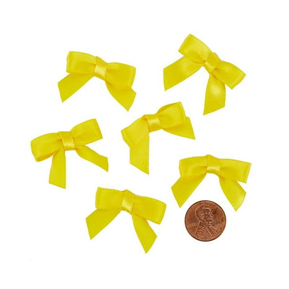 Mini Yellow Satin Bows - 1 3/8 in. x 1in. - 50 Pack (601350)
