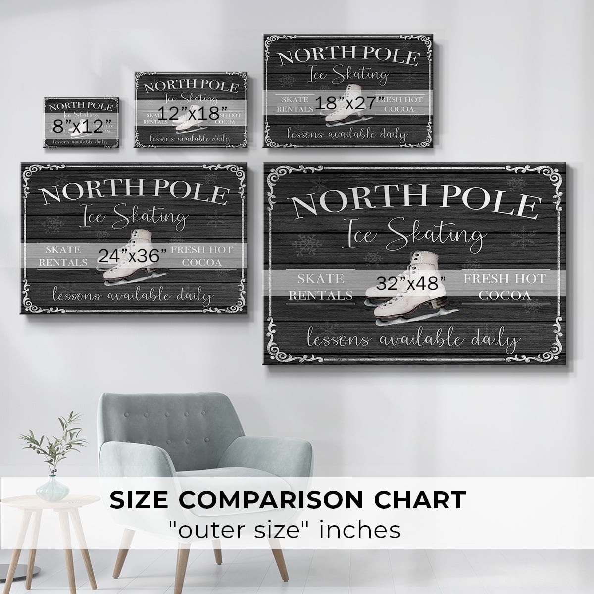 North Pole Ice Skating- Gallery Wrapped Canvas