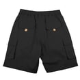 thumbnail image 4 of Camo Cargo Shorts for Men Elastic Waist Drawstring Shorts Summer Work Hiking Casual Outdoor Athletic Big & Tall Camouflage Cargo Shorts Multi Pockets Twill Quick Dry Golf Shorts,Black XL, 4 of 5