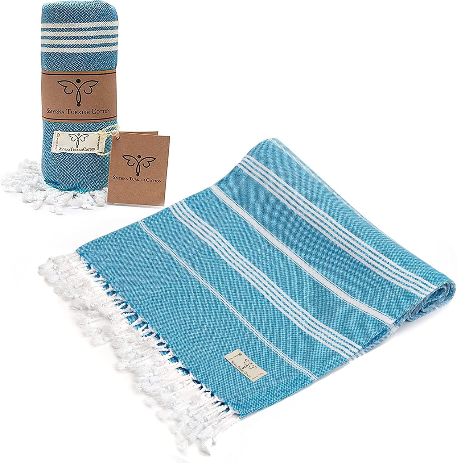 Smyrna Classical Series Original Turkish Beach Towel 100 Cotton, Prewashed, 37 x 71 Inches