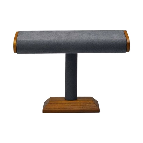 Elegant Jewelry Showcase With Walnut Frame And Velvets Texture Flat Tube Design Display Stand Organiser