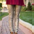 thumbnail image 4 of UJNDER Women's Solid Color Sequin Shiny Slim Fit Leggings for Casual Wear and Parties Beige XL, 4 of 8