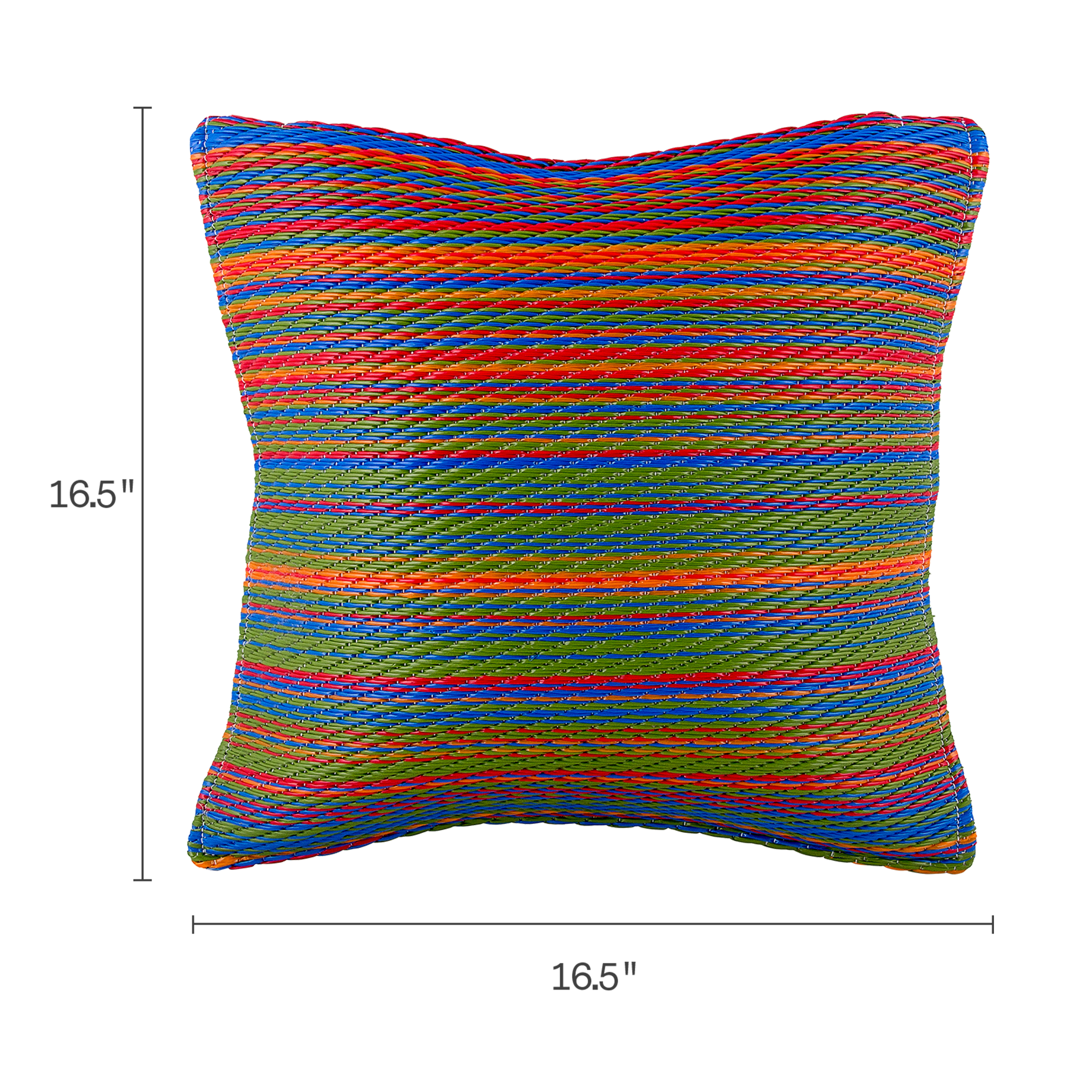 Fab Habitat Outdoor Premium Recycled Plastic Pillow - Waterproof, Fade Resistant - Striped - Patio, Porch, Deck, Balcony - Cancun - Multicolor - 16.5" x 16.5"