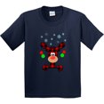 thumbnail image 3 of Inktastic Cute Flannel Reindeer with Christmas Bulbs and Snowflakes Youth T-Shirt, 3 of 5