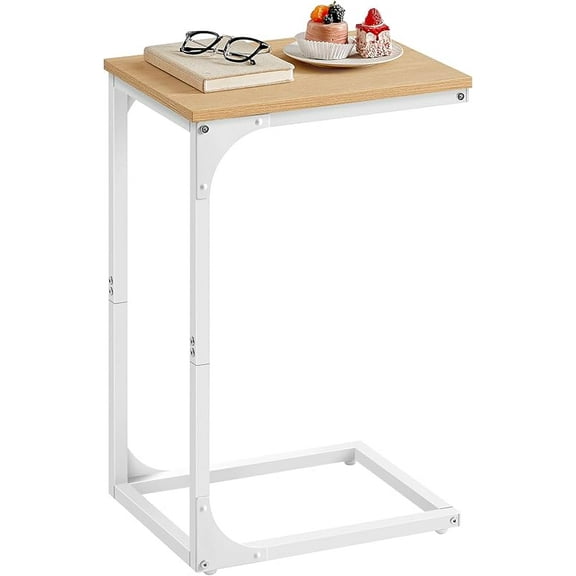 C-Shaped End Table, Small Side Table for Couch, Sofa Table with Metal Frame for Living Room, Bedroom, Bedside