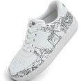 thumbnail image 4 of DOGO White Sneakers for Women - Handmade Women's Fashion Sneakers, Vegan Leather and Unique Design Dice Sneakers Bon Voyage Design, Size 6, 4 of 5