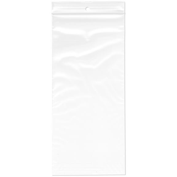 Plymor 4" x 9" (Pack of 100), 2 Mil with Hang-Hole Zipper Reclosable Plastic Bags