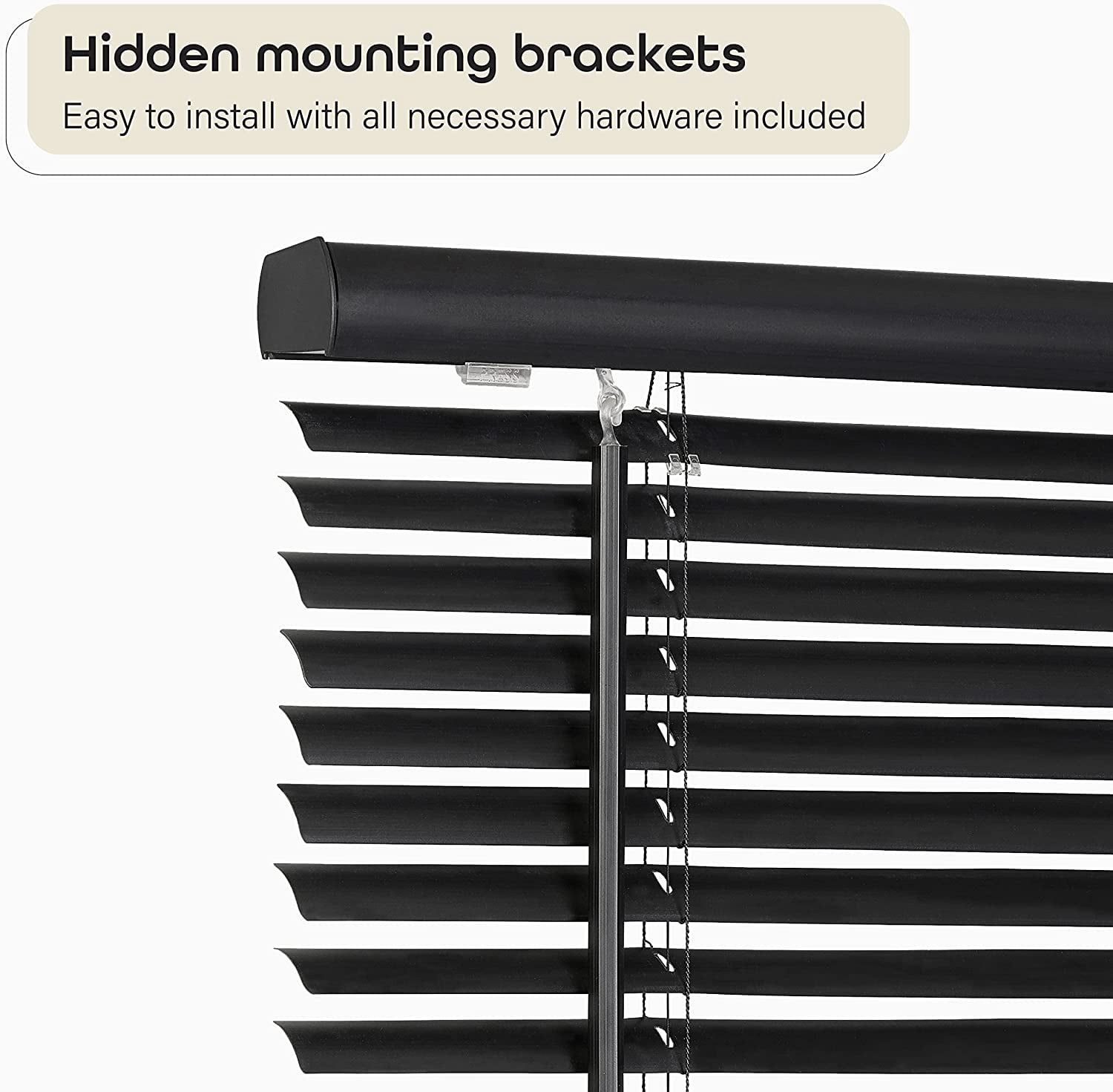 Cordless Light Filtering Mini Blind - 23 Inch Width, 64 Length, 1" Slat Size Black GII Morningstar Horizontal Windows Blinds for Interior by Home Decor