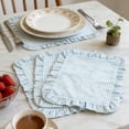 thumbnail image 5 of Ruffled Striped Rectangular Placemats, Washable Fabric Table Mats for Kitchen Dining Room, Boho Farmhouse Table Decor, Non-Slip Heat Resistant​, Blue, 5 of 6