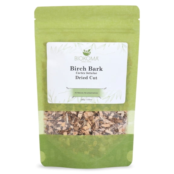 Biokoma Pure and Natural Birch Bark Dried Cut 100g (3.55oz) In Resealable Moisture Proof Pouch - Herbal Tea, No Additives, No Preservatives, Kosher