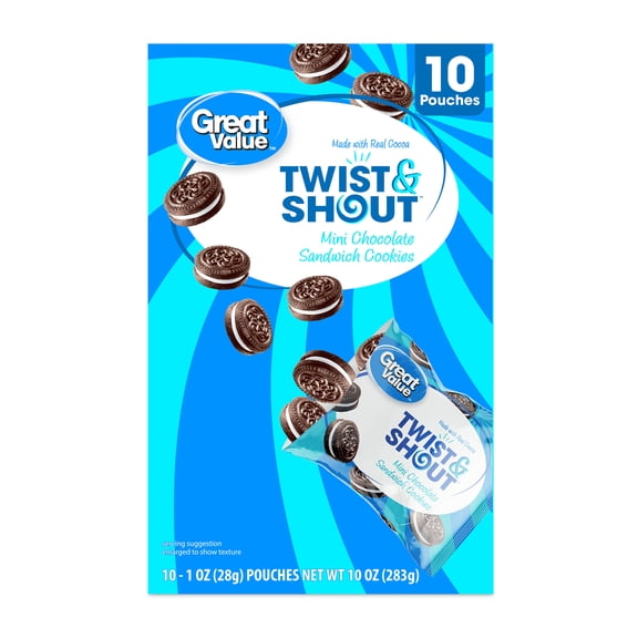 Great Value Twist & Shout Mini Chocolate Sandwich Cookies, 1 oz, 10 Count