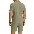 thumbnail image 4 of GrmtClth Linen Set for Men Summer Short Sleeve Clothing Vacation Button Down Outfit Relaxed Fit Short Sleeve with Pocket Army Green S, 4 of 4