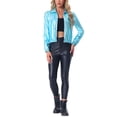 thumbnail image 2 of CHAQUETA METÁLICA LIGERA CON CREMALLERA DE MANGA LARGA BRILLANTE Y HOLOGRÁFICA PARA MUJERES INSPIRE CHIC EN AZUL ACUÁTICO CLARO, 2 of 6