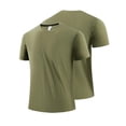 thumbnail image 5 of HomeDM Men's Workout Shirts Summer Quick Dry Short Sleeve Crew Neck Athletic T-Shirt for Fitness Running, Green, Size L, 5 of 6