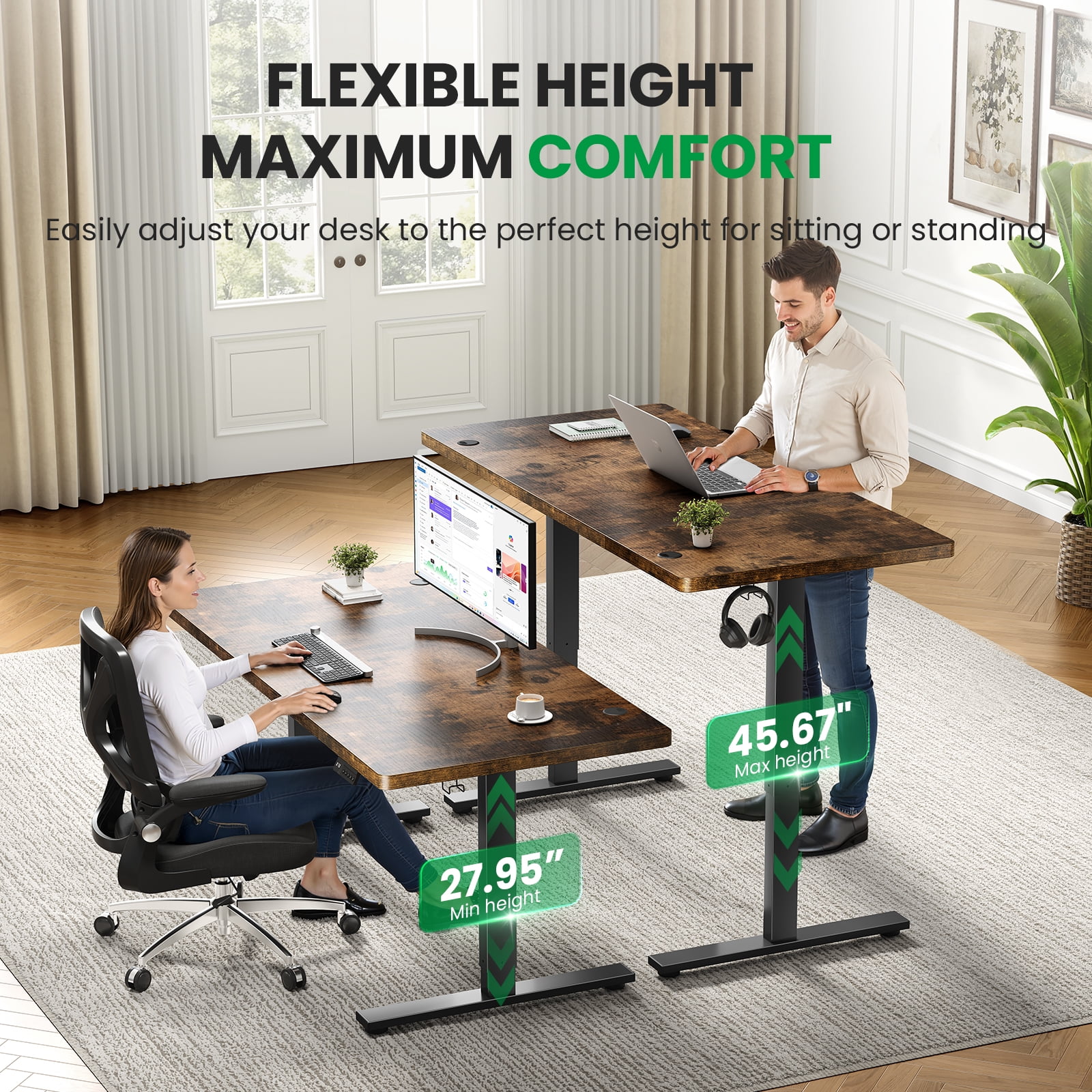 Standing Desk – 1" Thickened Desktop & Heavy-duty Frame, Adjustable Height Electric Desk With Memory Controller