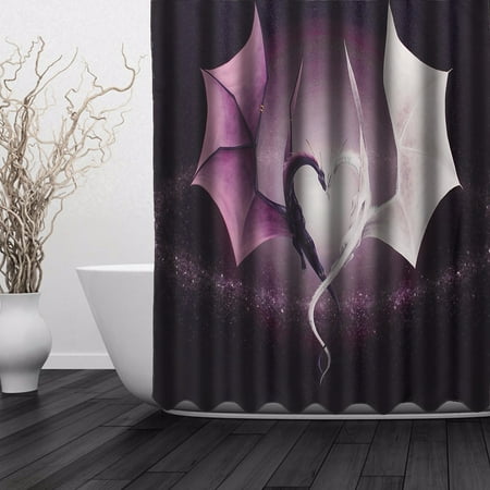 - ❤ Christmas Gift ❤ 60 x 72 Inch Print Dragon Waterproof Fabric Shower Curtain Home Bathroom with 12 hooks