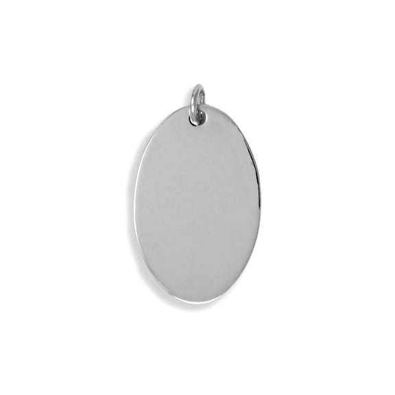 925 Sterling Silver Engravable Oval Pendant Necklace Disk is 16.5mm X 30mm Pendant for Women