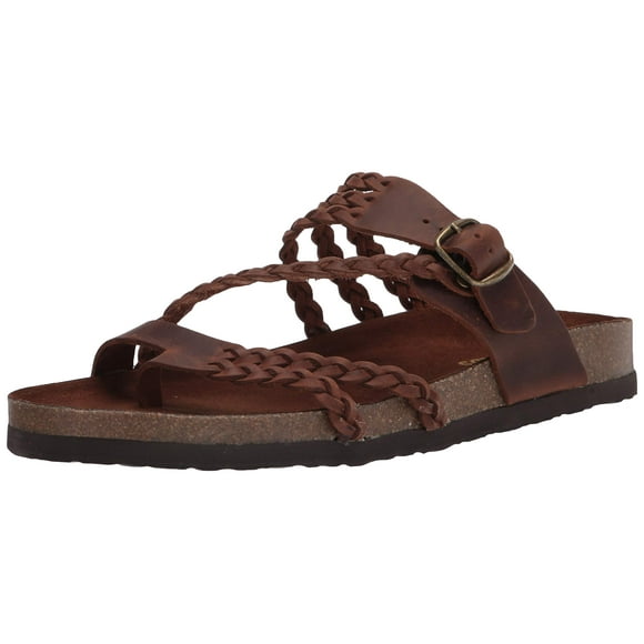 White Mountain Shoes Hayleigh Women's Flat Sandal, Brown/Leather, 7 M