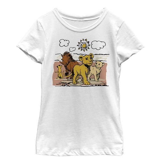 Girl's Lion King Best Friends Cartoon  Graphic Tee White Medium