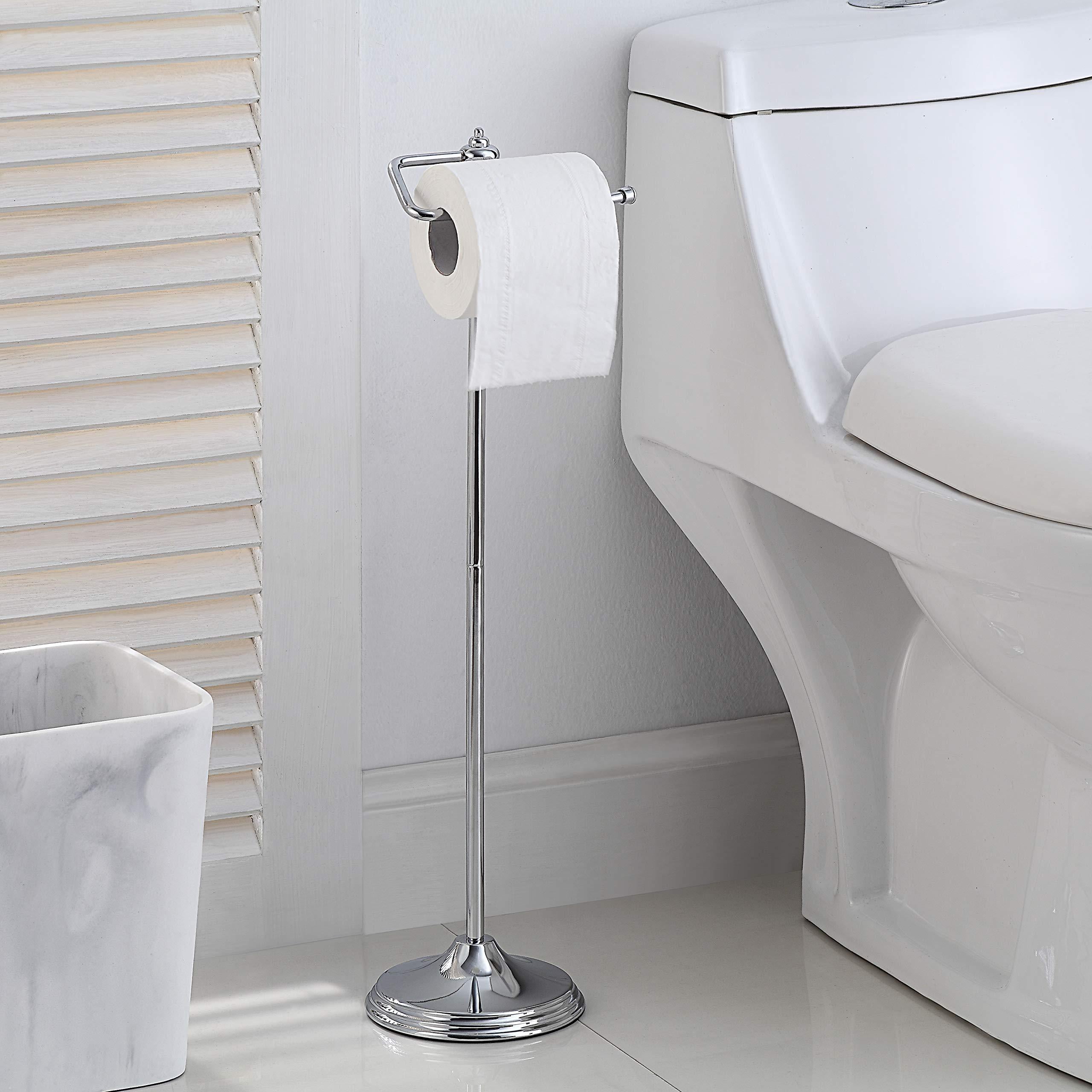 Chrome Free Standing 4 Roll Toilet Tissue Paper Holder Bathroom Dispenser Stand 