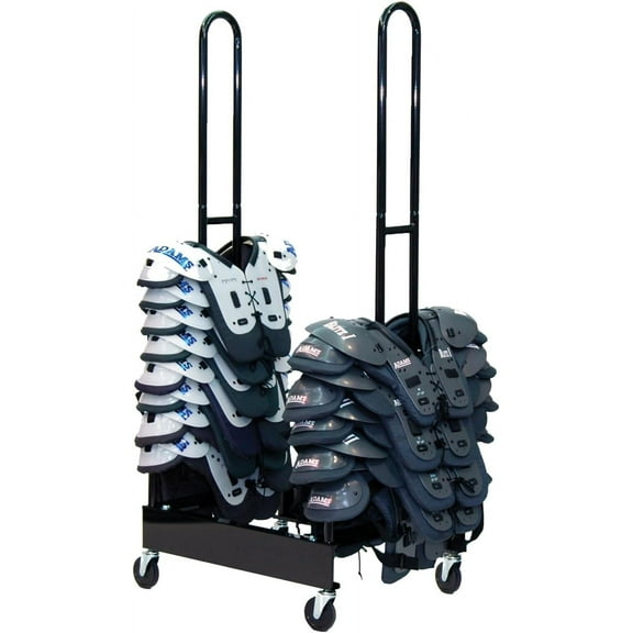 Champion Sports Heavy Duty Steel Two Stack Football Shoulder Pad Rack with Swivel Casters