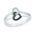 thumbnail image 1 of DGOLD Bague Cœur en Argent Sterling Noir et Blanc avec Diamant Rond (0.05 Cttw), 1 of 3