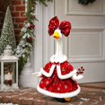 thumbnail image 4 of Christmas Porch Goose Outfit with Red Velvet Snowflake Cape and White Faux Trim, 2 Piece Holiday Yard Goose Clothing Set for Outdoor Display, 4 of 7