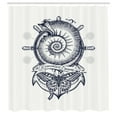 thumbnail image 3 of Ambesonne Marine Shower Curtain, Shell Anchor Butterfly Wheel, 69"Wx84"L, Dark Night Blue Ivory, 3 of 5