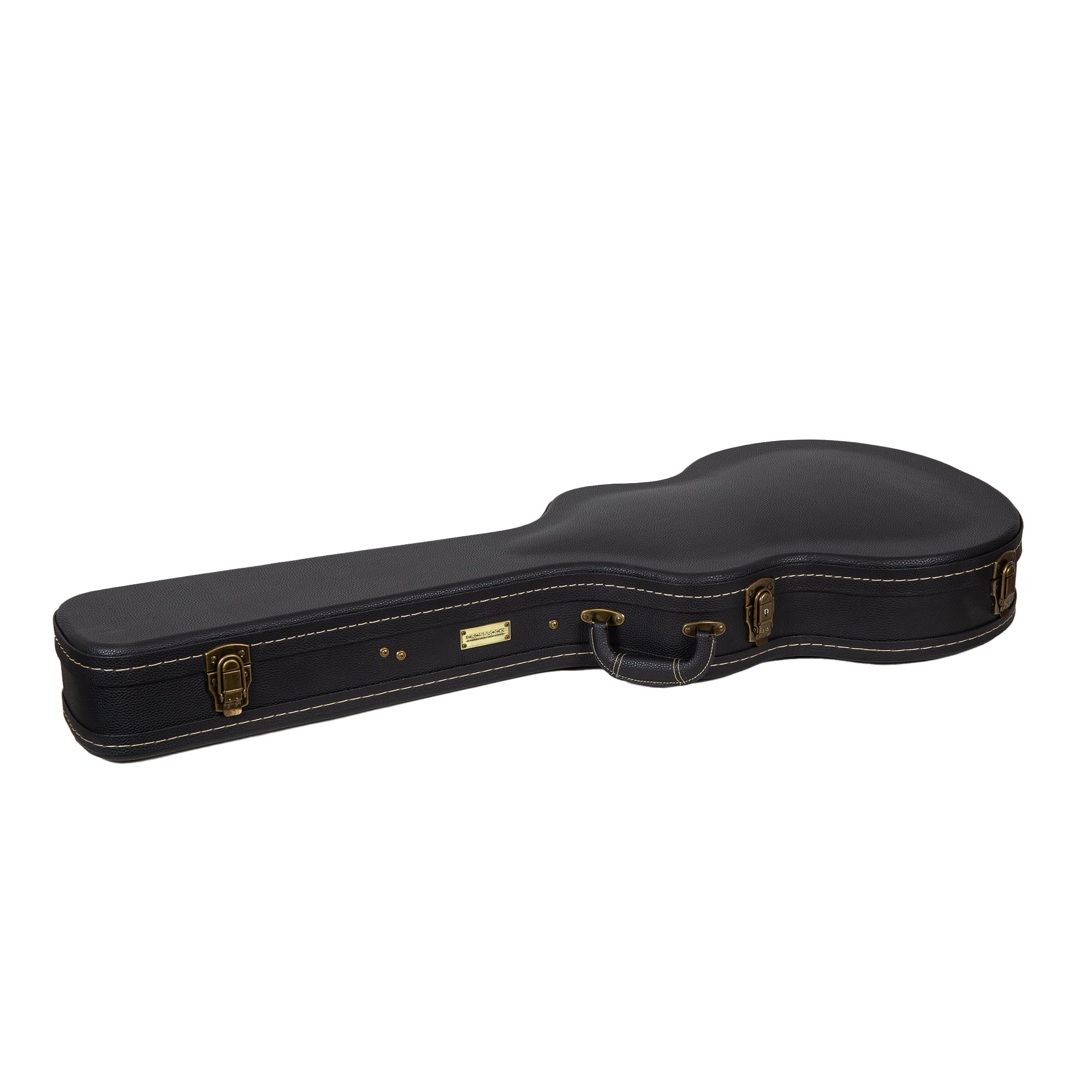 Crossrock Wooden Guitar Case -Fits 335 Style 6 Strings Semi-Hollow Electric Guitars -Vintage Hardware, Sponge Lining, Metal Feet, Storage Space-Black