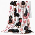 thumbnail image 2 of Adorable Dachshund Theme Pink Hearts Dog Lover, Playful Pet Portrait Pattern, Warm Flannel Blanket for Living Room and Reading Nook, Dog Lovers Friendship Gift, Pet Lover Home Decor, 2 of 9