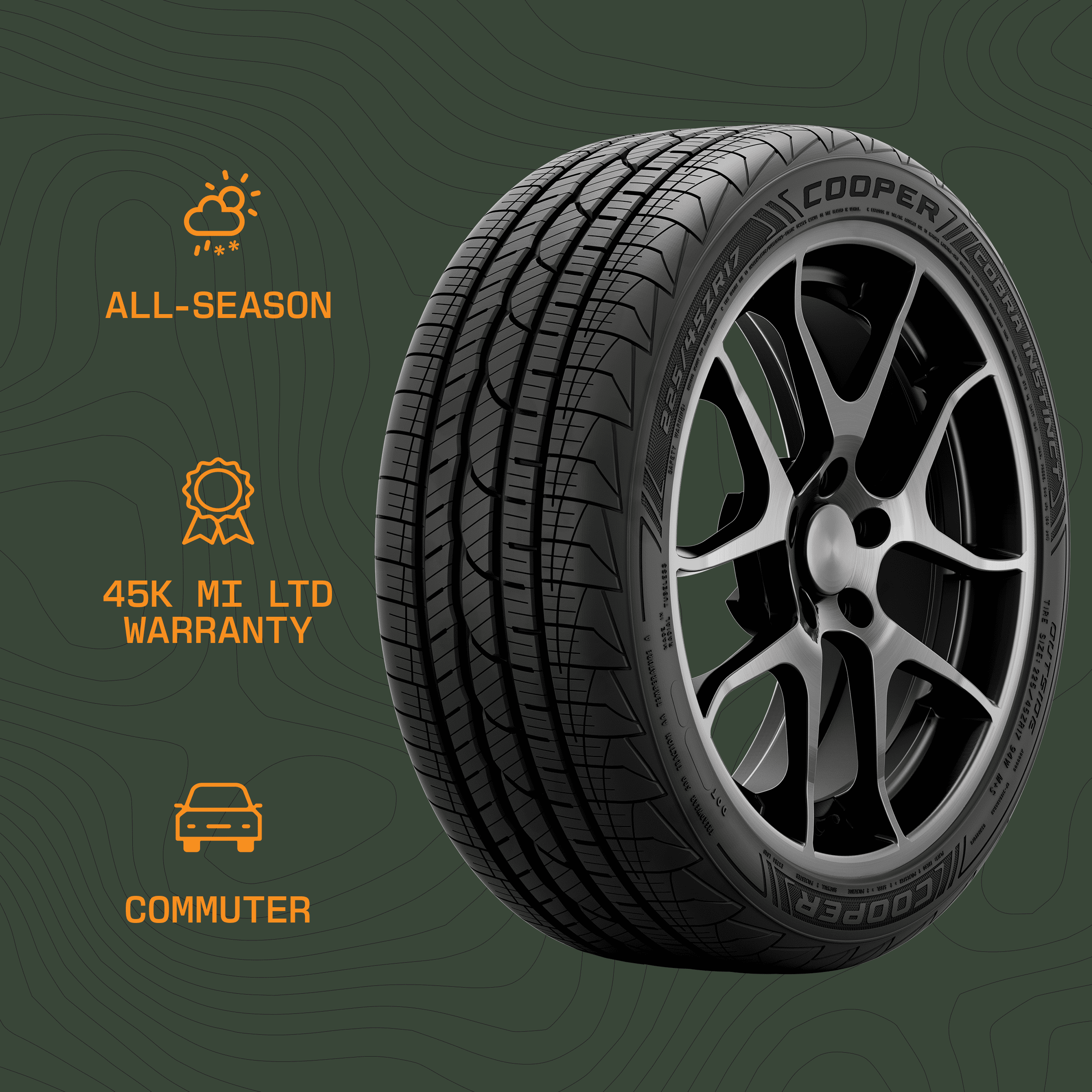 Cooper Cobra Instinct All Season Tire, 225/40ZR18 92Y XL