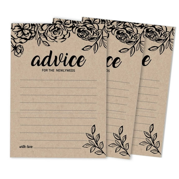 Inkdotpot Set Of 50 Advice for The Bride And Groom, Newlyweds Rustic Wedding Dcor, Guestbook Alternative, Kraft Advice Cards 5x7 inches