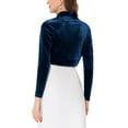 thumbnail image 3 of DARING DIVA Women's Velvet Open Front Cropped Bolero Cardigan L Dark Blue, 3 of 6