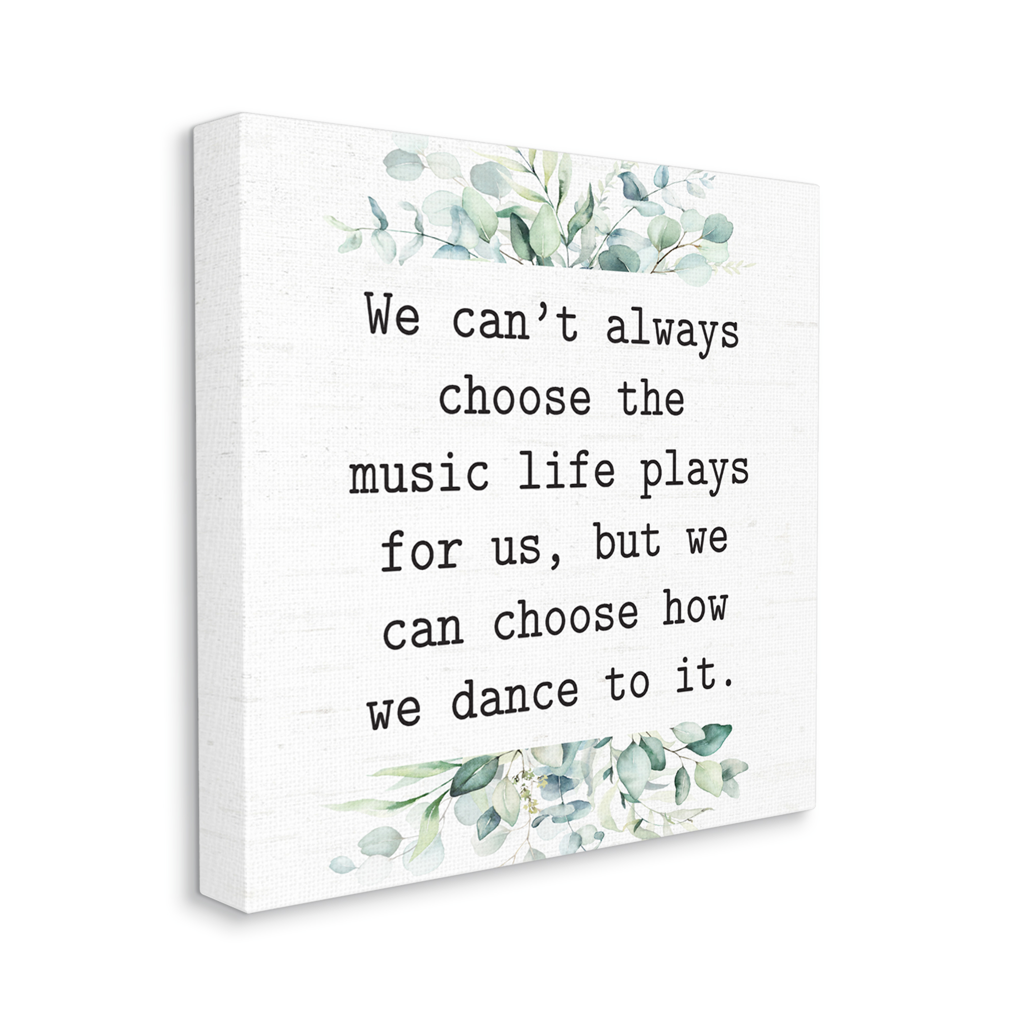 Stupell Industries Inspirational Music Life Quote Mixed Botanicals Arrangement Graphic Art Gallery Wrapped Canvas Print Wall Art, Design by Lettered and Lined