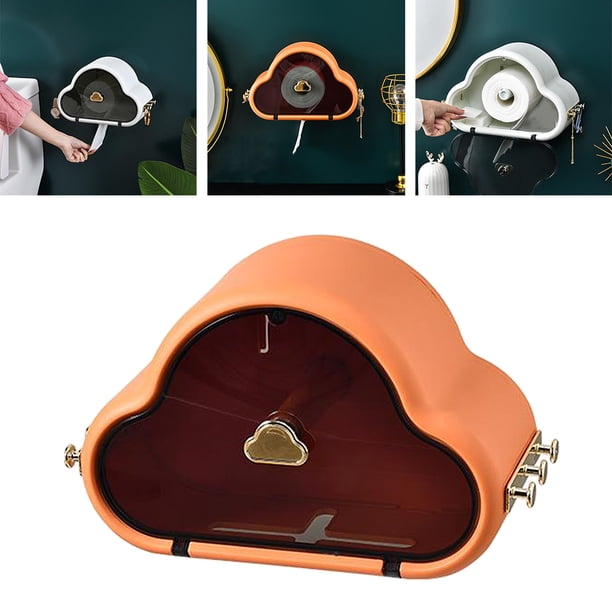 Soporte de papel higiénico de montaje en pared, dispensador de de papel decorativo, caja de almacenamiento de maquillaje, organizador, alma naranja BLESIY titular de papel de seda