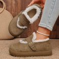 thumbnail image 5 of Women’s Fuzzy Lined Platform Mary Jane Shoes, Round Toe Suede Winter Warm Loafers, Adjustable Buckle Strap Non‑Slip Chunky Sole Cozy Slip‑On Shoes, 5 of 5