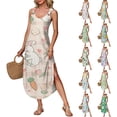 thumbnail image 4 of Minjewel Long Easter Printed Vest Dress Sleeveless Side Slit for Women, Summer Maxi Dress Lightweight Flowy Boho Style Spring Holiday Outfit,White,XL, 4 of 6