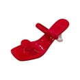 thumbnail image 2 of Viluyesy Sandals for Womens, Clip Toe Mid Heels Open Toe Summer Vacation Beach Slip-On Shoes Red 6.5, 2 of 7