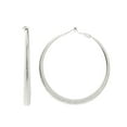 thumbnail image 2 of Women's Fashion Dangling Hoop Earrings Made In Korea, 55mm, Sparkly Shiny Ridged Silver-Tone, 2 of 2