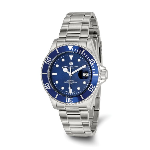 Charles-Hubert Paris Men's Charles Hubert Stainless Steel Blue Dial Diver Watch