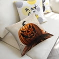 thumbnail image 5 of Evil pumpkin Jack-o'-Lantern Linen toss pillowcase decoration pillowcase gifting preferred 24x24 inch cushion cover sofa pillowcase sofa bedroom living room car, 5 of 8