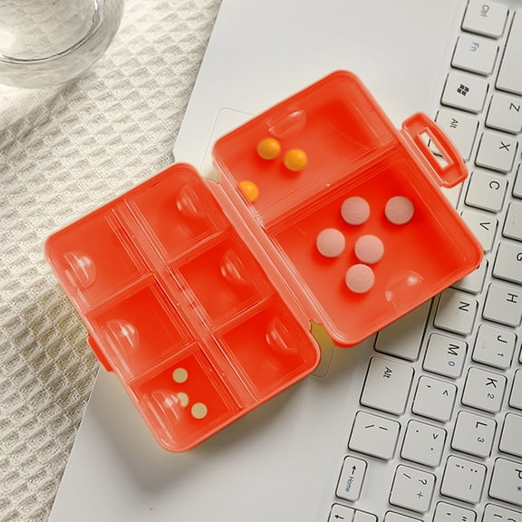 Travel Pill Organizer, 8 Compartments Portable Pill Case, Daily Pill Box to Hold Vitamins, Small Pill Container for Pocket Purse Medicine Organizer(Orange)