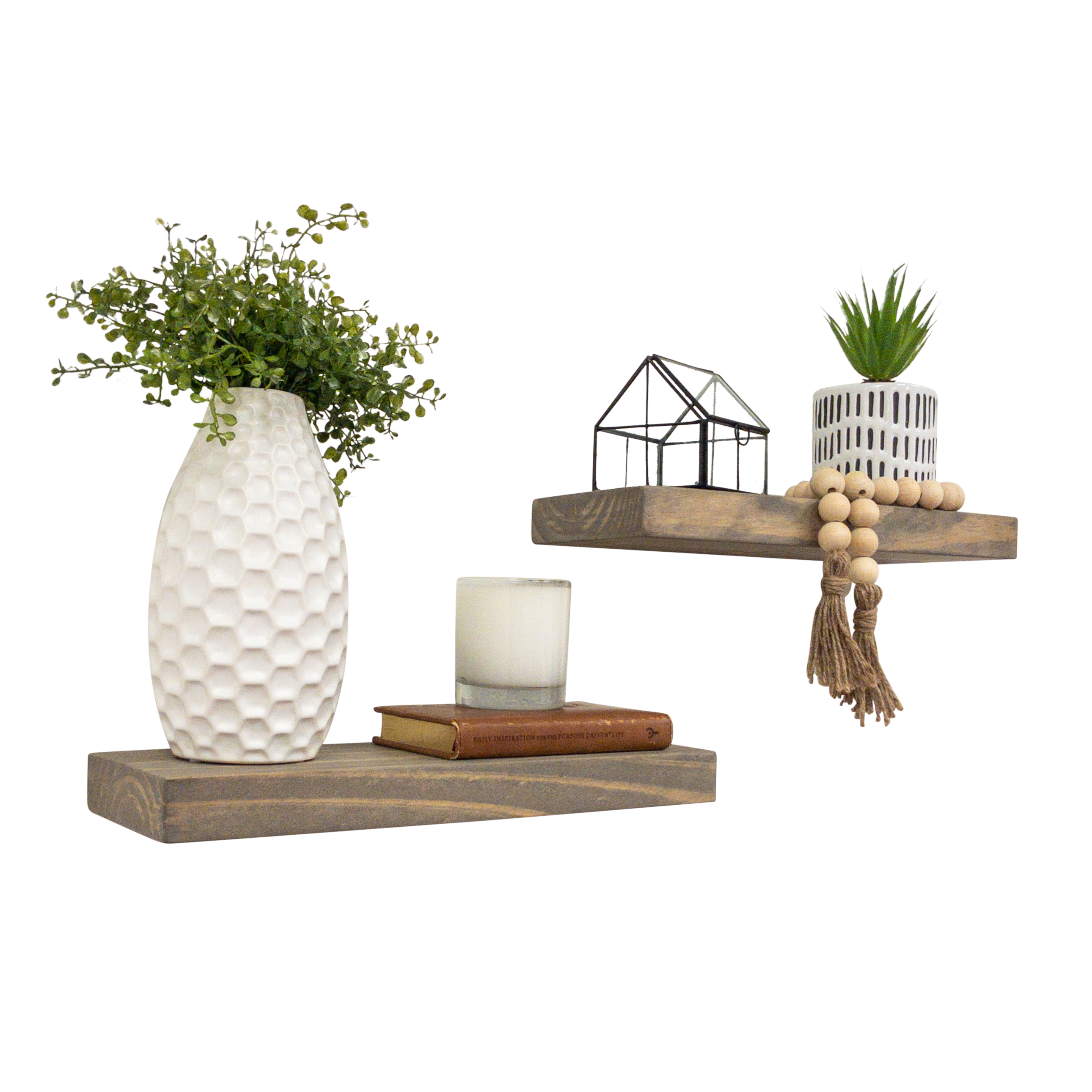 Rustic Pine Solid Natural Wood Floating Shelves Set of 2 Rustic Farmhouse Living, Office