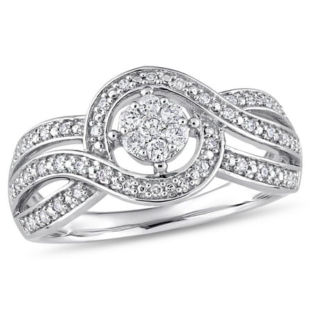 Miabella 1/4 Carat T.W. Diamond 10kt White Gold Triple Twisted Engagement Ring