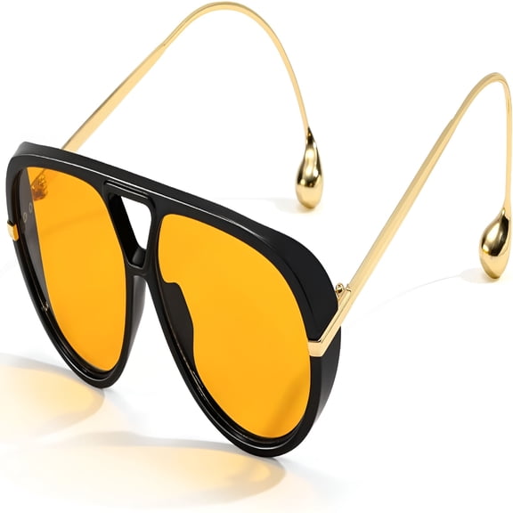 HBMYN Trendy Oversized Aviator Sunglasses for Women Men Retro Big Round Sun Glasses Vintage Shield Shades