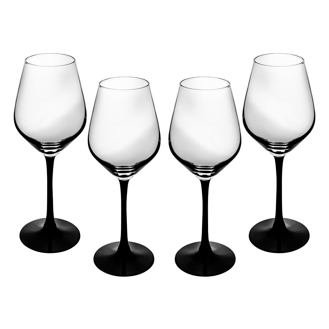 Copas Color Negro Set de 4 Copas de Vino - Base Negra - Cristal 420ml | Bodega Aurrera en ...