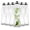 Clear Glass, variant on Fluted Glass Water Bottles Set of 6-18 oz Glass Bottles with Stainless Steel Leakproof Lids